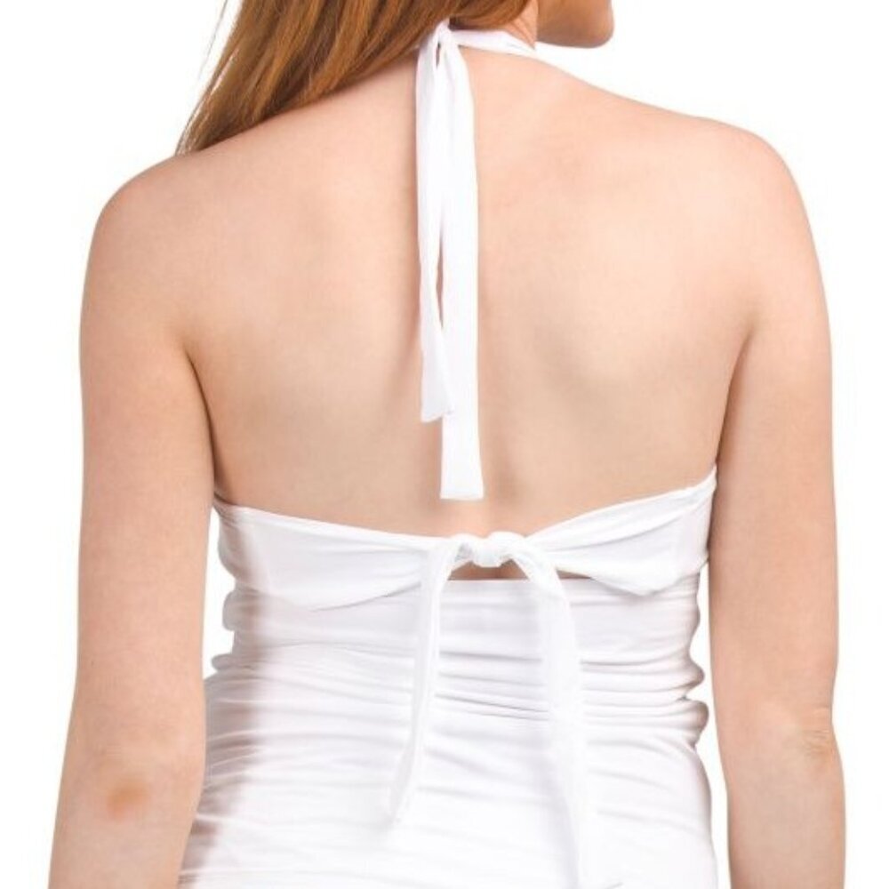Tommy Bahama Womens Black Halter Pearl Underwired Tankini Swim Top Sz S New - Picture 2 of 12